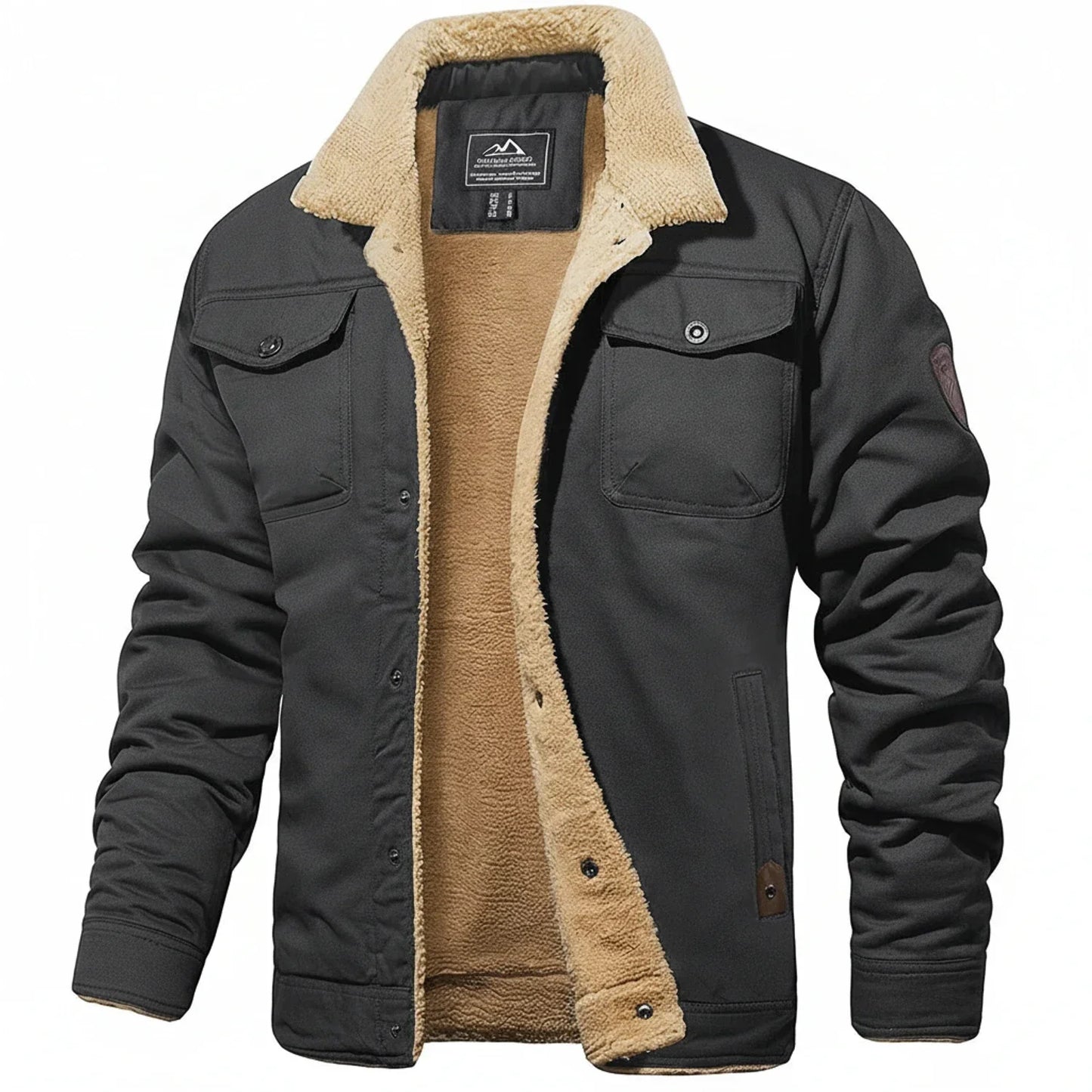 TrendAura Mens Sherpa Collar Winter Jacket With Cozy Fleece Lining And Utility Chest Pockets