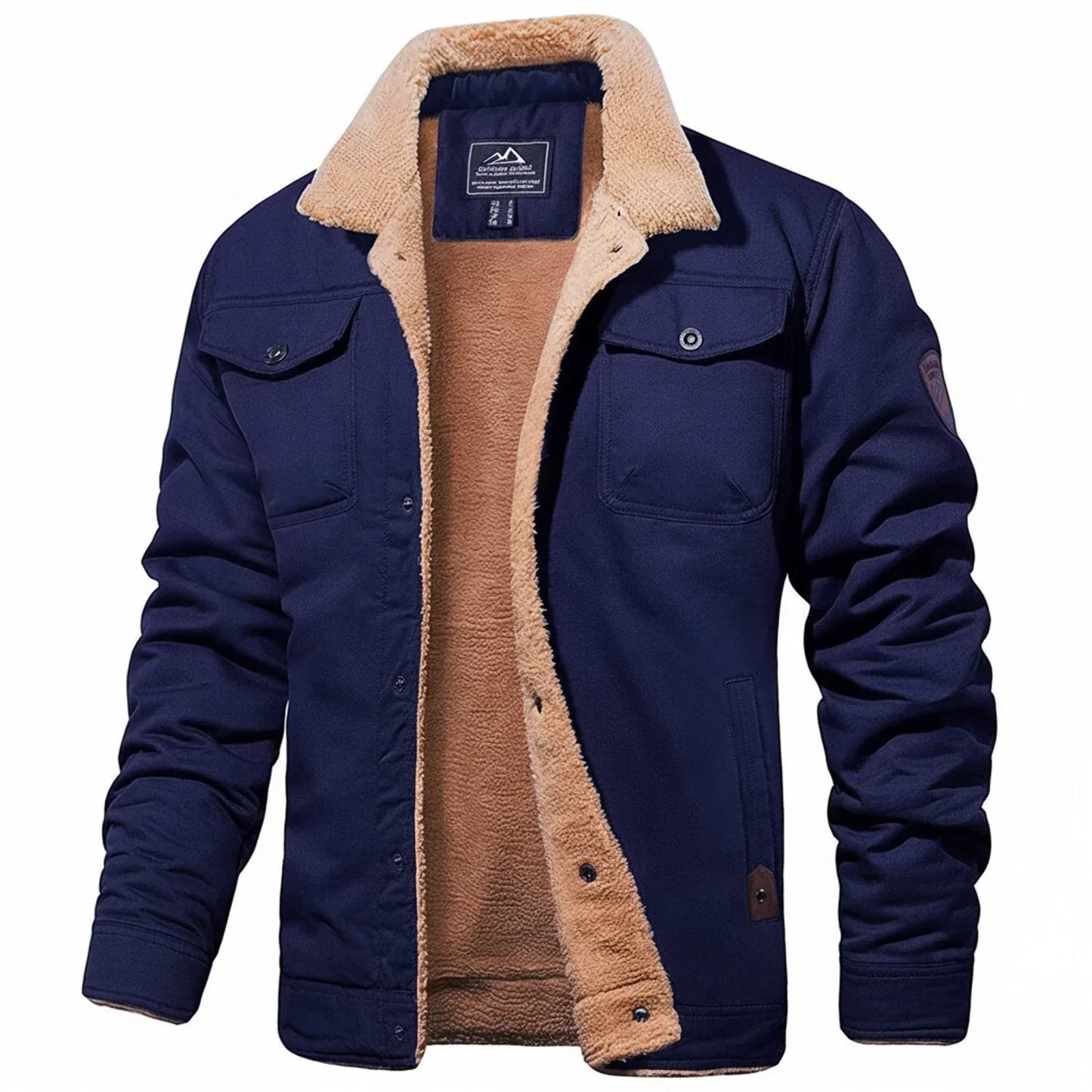 TrendAura Mens Sherpa Collar Winter Jacket With Cozy Fleece Lining And Utility Chest Pockets