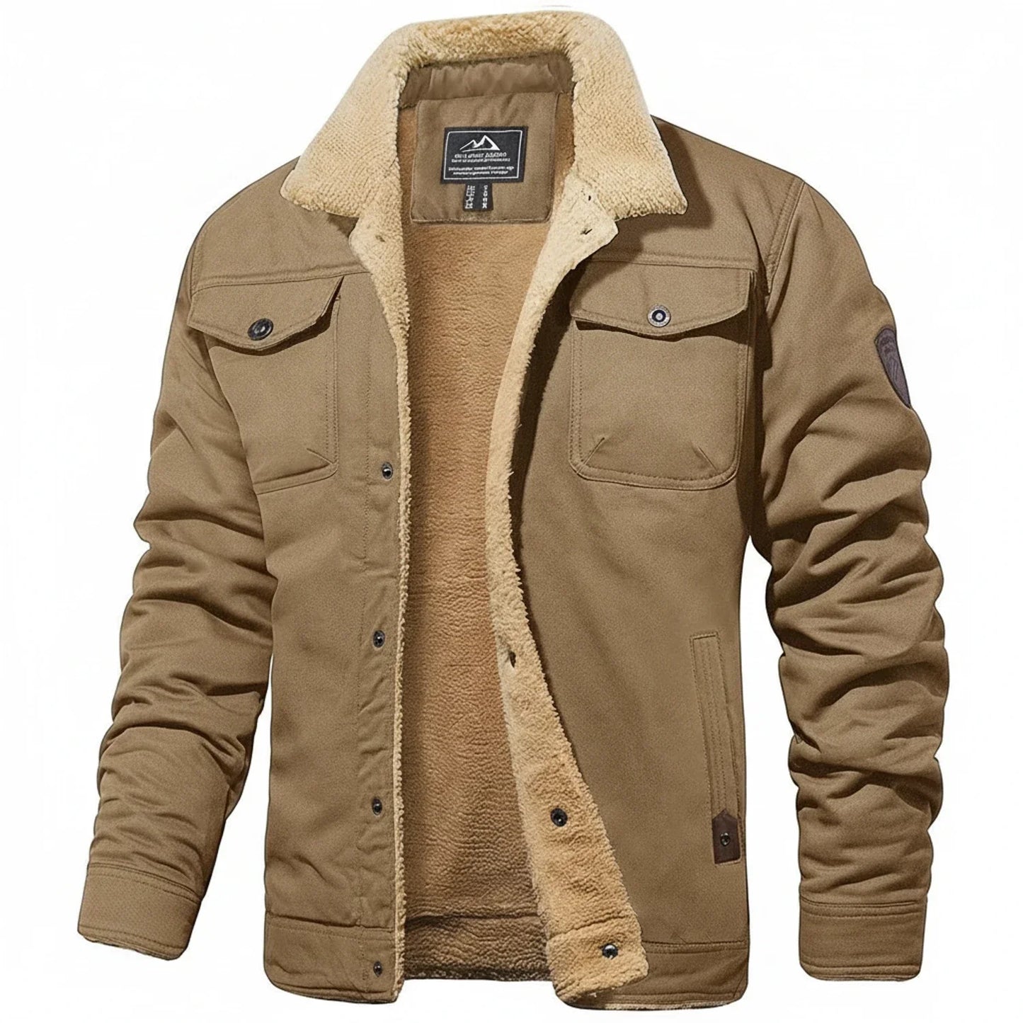 TrendAura Mens Sherpa Collar Winter Jacket With Cozy Fleece Lining And Utility Chest Pockets
