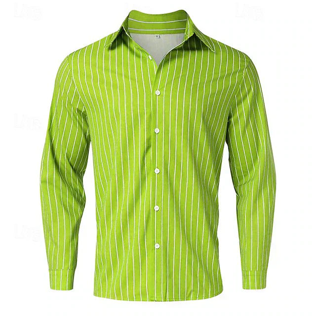 Luke Striped Button Up Shirt For Men Cotton Blend Classic Casual To Formal Wardrobe Essential