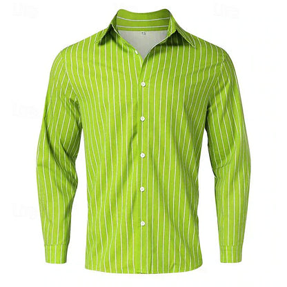 Luke Striped Button Up Shirt For Men Cotton Blend Classic Casual To Formal Wardrobe Essential