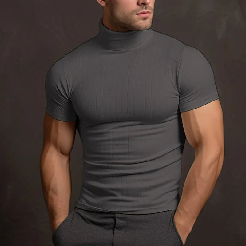 Mens Solid Turtleneck Shirt For Men Warmth And Comfort Stretchy Polyester Elastane Blend