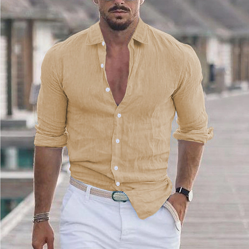 Finn | Men's linen shirt with a spread collar
