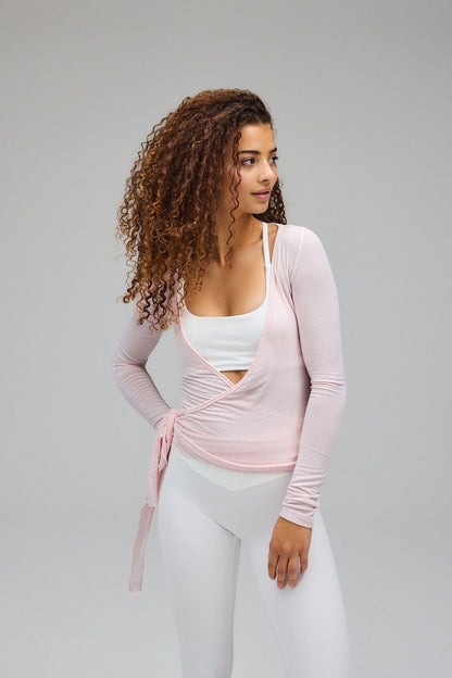 Soft pink wrap top for women