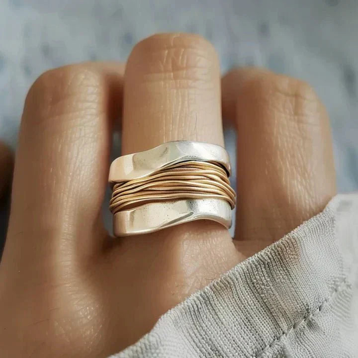 Women's DualTone Ring with Modern Design and Versatile Style - TrendAura